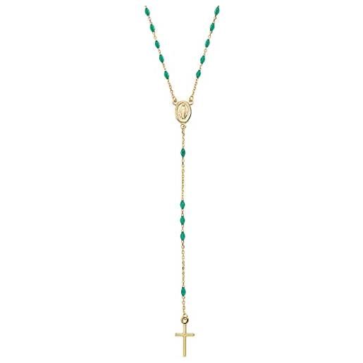 Amen collana rosario classico oro 9kt e smalto verde giada