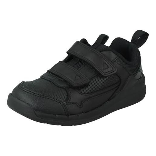 Clarks orbit sprint t, scarpe da ginnastica bambini e ragazzi, nero (black leather), 27 eu larga
