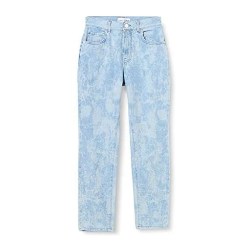 Pinko sissy slim denim effetto marmo jeans, ze5_bianco/azzurro, 32 donna