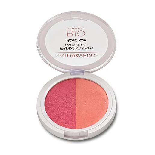 Naturaverde | bio make up - fard satinato maxi duo, blush make up in polvere, fard illuminante viso make up, contouring viso, fard make up, trucchi donna, 10gr, n°01