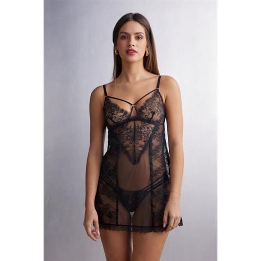 Intimissimi babydoll in pizzo intricate surface nero