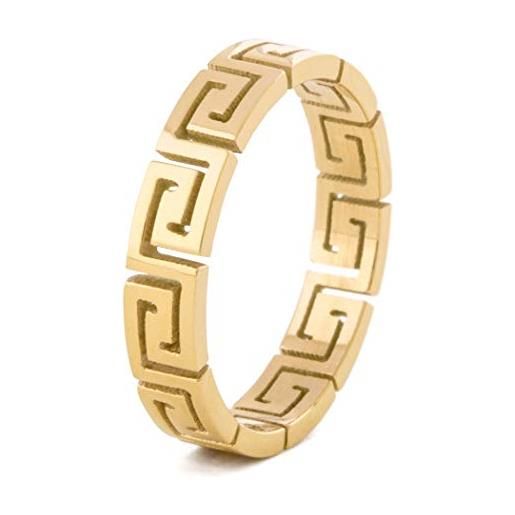 Akitsune argius anello | greco ornamenti design anello donne uomo acciaio filigrana meandro - oro - us 7