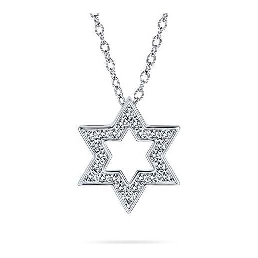 Bling Jewelry tradizionale ciondolo a forma di stella di david per hanukkah: con accenti di cz, in argento sterling per donne e ragazze per la bat mitzvah