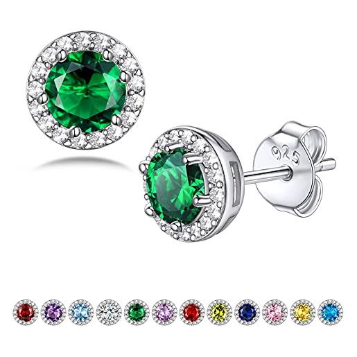 Bestyle orecchini donna argento 925 pietre portafortuna maggio smeraldo orecchini punto luce orecchini donna, confezione regalo