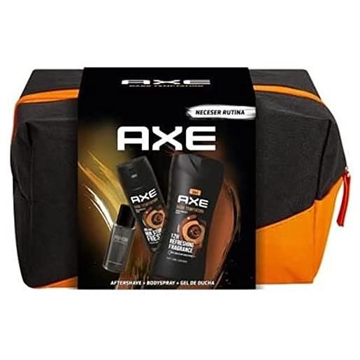 Axe beauty case da uomo dark temptation borsa da bagno con deodorante body. Spray 150 ml + aftershave 100 ml + gel doccia 250 ml