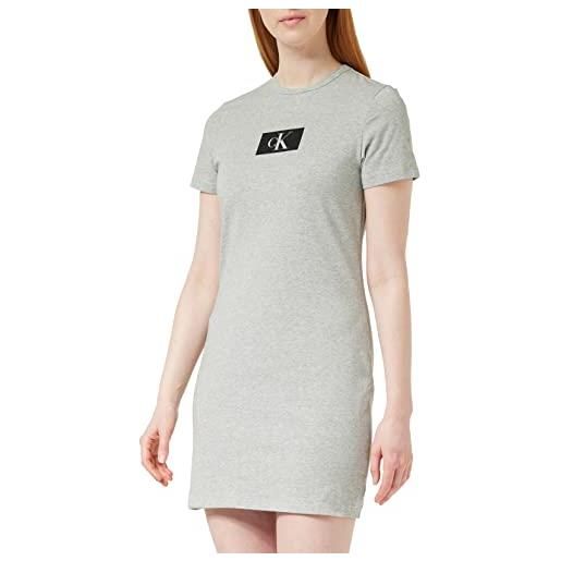 Calvin Klein camicia da notte donna maniche corte, grigio (grey heather), l