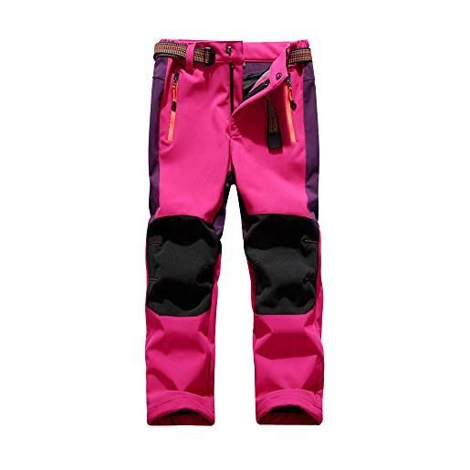 DAIHAN ragazzi ragazze pantaloni da sci sport invernali caldi antiabrasione pantaloni da trekking montagna escursionismo rosso xxl