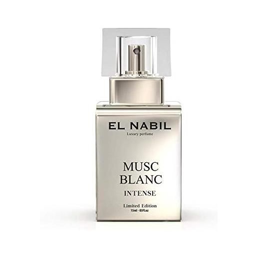 EL NABIL musc blanc - eau de parfum spray, profumo unisex, 15 ml, con muschio, edizione limitata