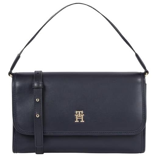 Tommy Hilfiger th monotype shoulder bag aw0aw16162, borsa hobo donna, blu (space blue), os