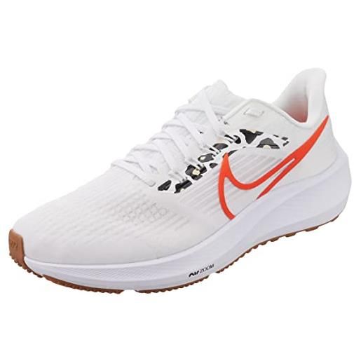 Nike wmns air zoom pegasus 39, sneaker donna, white/team orange-platinum tint, 43 eu