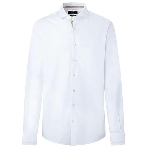 Hackett London pop eng stripe camicia, bianco (bianco/giallo), l uomo
