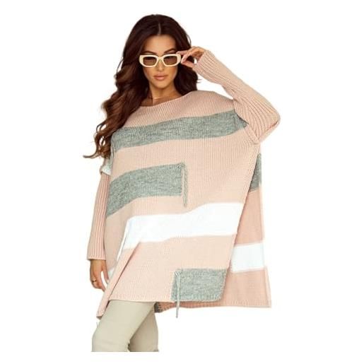 L-secret * maglione da donna con frangia oversize, rosa antico, taglia unica