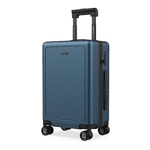 NUMADA - trolley bagaglio a mano pc + abs (56x37,5x22cm) pack. Pro t40 con lucchetto tsa e ricarica usb. Bagaglio a mano rigido con 4 ruote 360, rinforzo extra e scomparti interni multipli | blu