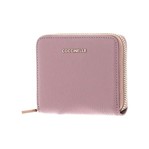 Coccinelle metallic soft leather zip around wallet anemone