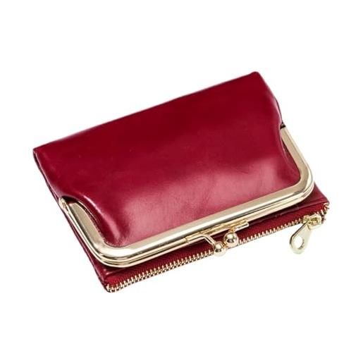 M.lemo925 grande borsa in vera pelle per le donne porta carte di credito bacio-blocco portafoglio porta telefono pochette, vino