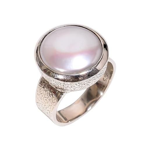 Lavie Jewelz anello in argento sterling 925 con perle barocche anello pieno dito anello alla moda personalità dichiarazione perla anello per donne ragazze regalo taglia uk p, metallo pietra metallo, 