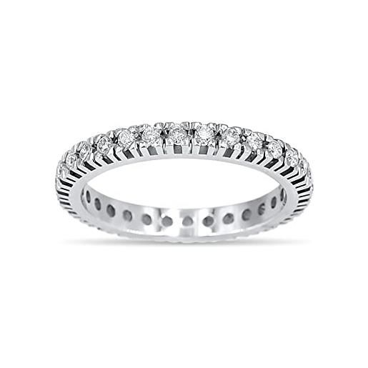 JEWELAB.it - anello veretta a giro eternelle in oro bianco 18 kt e diamanti naturali 0,65 ct, misura 17