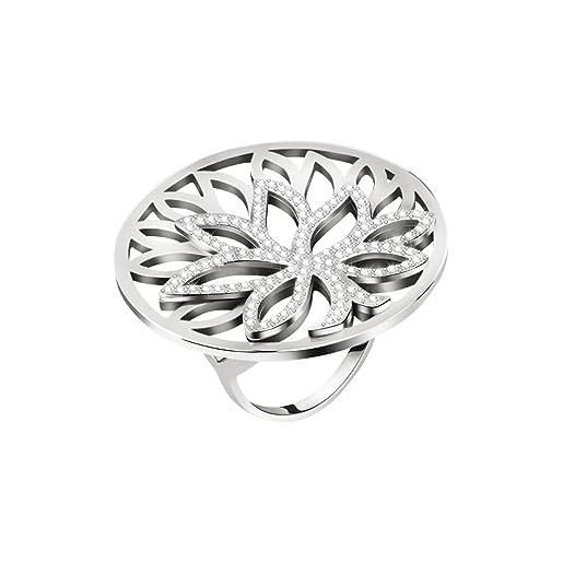 Morellato anello da donna, collezione loto, in acciaio, cristalli - satd14016