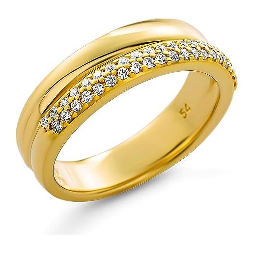 Orphelia anello in argento 925 placcato oro con zirconio pave size 58, argento sterling, zirconia cubica