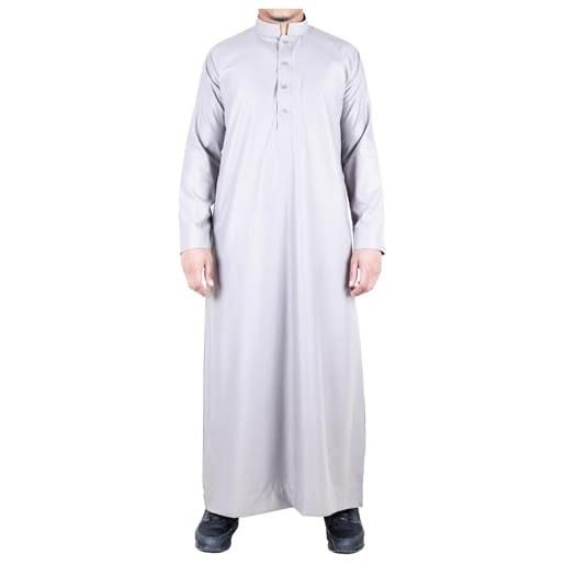 TruClothing.com jubba thobe da uomo colletto nehru islamico musulmano vestito caftano in cotone - bianco xl