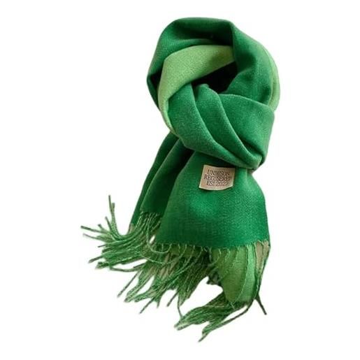 QmeNa sciarpa female winter scarf women thick warm shawls wraps solid color scarf tassel lady blanket -verde smeraldo-68 * 200 cm