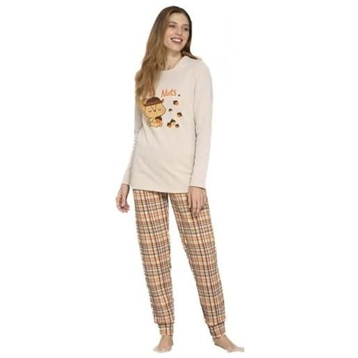 BISBIGLI pigiama donna in cotone felpato punto milano scoiattolo art. 77850-46, arancione