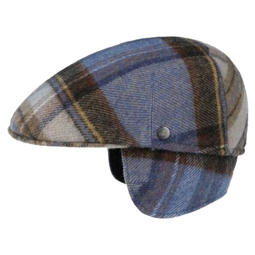 LIERYS coppola con paraorecchie tranmore uomo - made in the eu cappello piatto visiera, paraorecchie, fodera autunno/inverno - xl (60-61 cm) blu