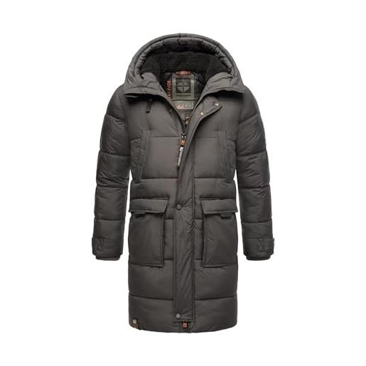 STONE HARBOUR cappotto invernale caldo da uomo cappotto invernale lungo trapuntato con cappuccio b744, antracite. , xxl