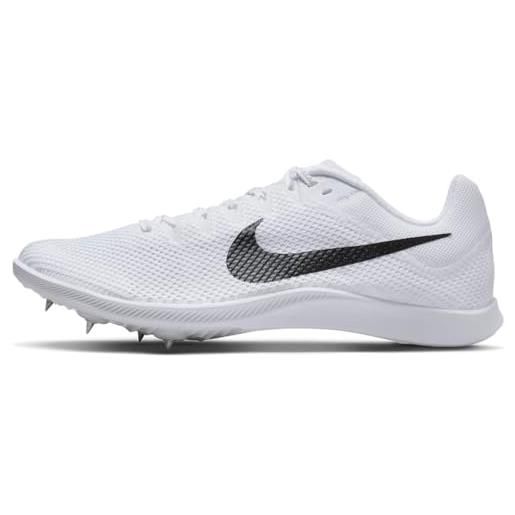 Nike zoom rival distance, sneaker uomo, white/black-metallic silver, 49.5 eu