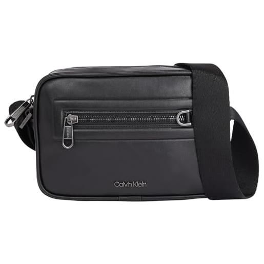 Calvin Klein elevated pu camera bag k50k511656, borse a tracolla uomo, nero (ck black smooth), os