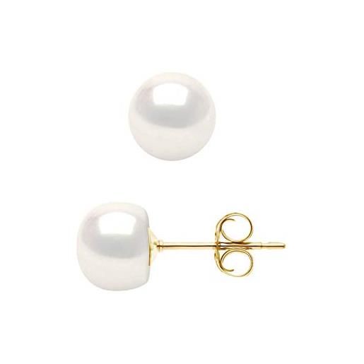 PEARLS & COLORS NATURAL FINE PEARLS orecchini in oro giallo con vere perle coltivata d'acqua dolce - qualità aaa+ - gioielli da donna