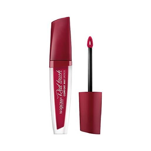 Deborah milano - red touch lipstick rossetto liquido matte, n. 18 iconic red, colore intenso e no transfer, dona labbra morbide e vellutate, 4.5 gr