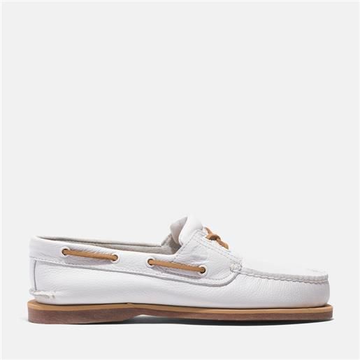 Timberland scarpa da barca in pelle classic da uomo in bianco bianco