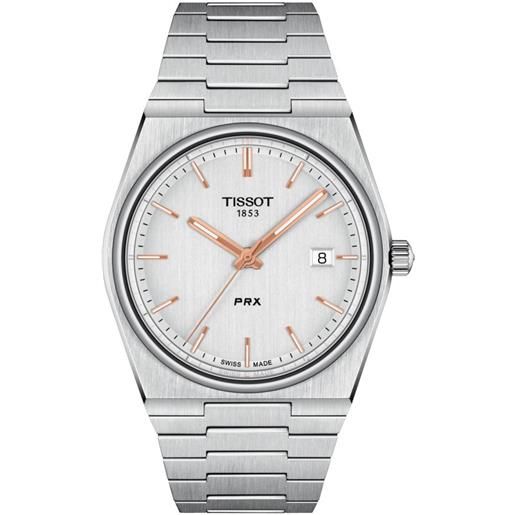 Tissot orologio Tissot prx con quadrante argento e bracciale in acciaio