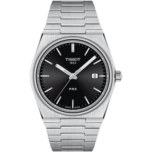 Tissot orologio Tissot prx con quadrante nero e bracciale in acciaio