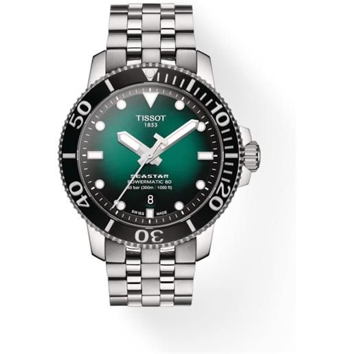 Tissot orologio Tissot seastar 1000 powermatic 80 con quadrante verde sfumato e cinturino in acciaio