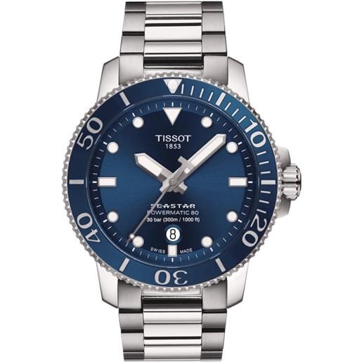 Tissot orologio Tissot seastar 1000 powermatic 80 con quadrante blu e cinturino in acciaio