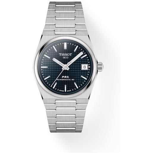 Tissot orologio Tissot prx powermatic 80 con quadrante blu e bracciale in acciaio 35 mm