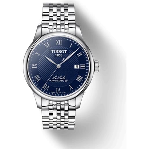 Tissot orologio Tissot le locle powermatic 80 con quadrante blu e cinturino in acciaio