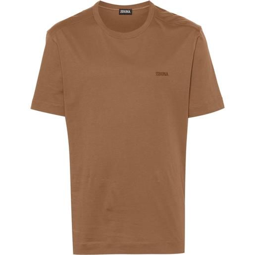 Zegna t-shirt con ricamo - marrone