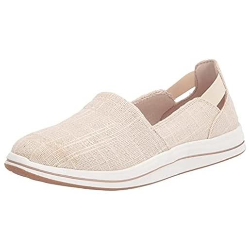 Clarks passo breeze, mocassino donna, tela color tortora, 44 eu