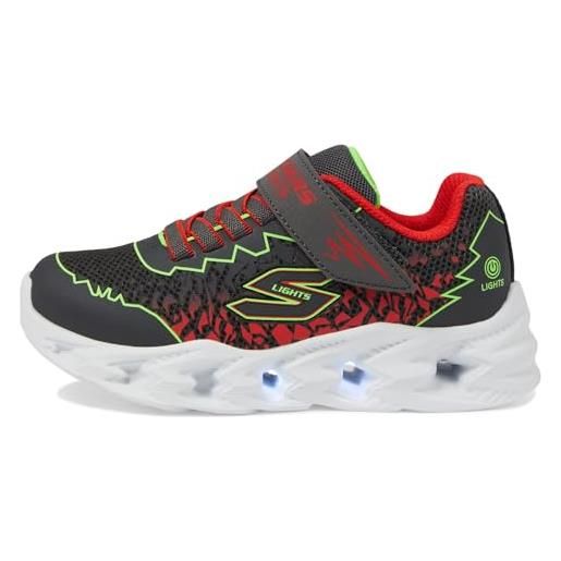 Skechers boys, sneaker, charcoal synthetic/lime & red trim, 34.5 eu