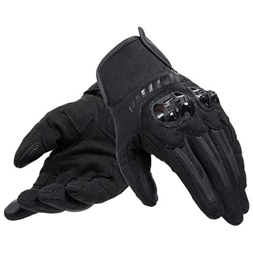 Dainese - mig 3 air tex gloves, guanti moto estivi in pelle da uomo, con sensore touchscreen, palmo rinforzato e protezioni nocche in tpu, confortevoli, elastici e traspiranti, nero