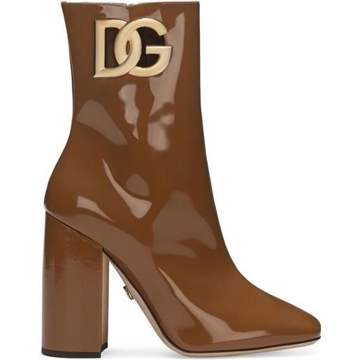 Dolce & Gabbana sandali in pelle con placca logo - marrone