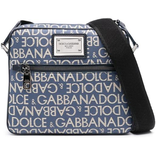 Dolce & Gabbana borsa messenger con logo jacquard - blu