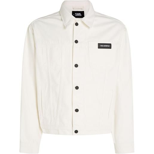 Karl Lagerfeld giacca-camicia denim con applicazione - bianco