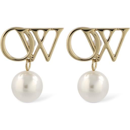 OFF-WHITE orecchini ow in ottone / perle d'imitazione