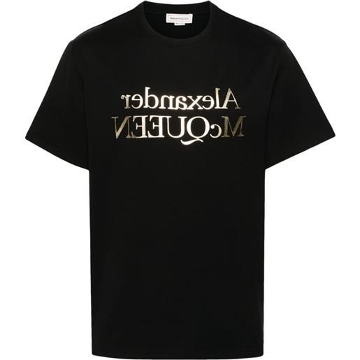 Alexander McQueen t-shirt con stampa reflected logo - nero