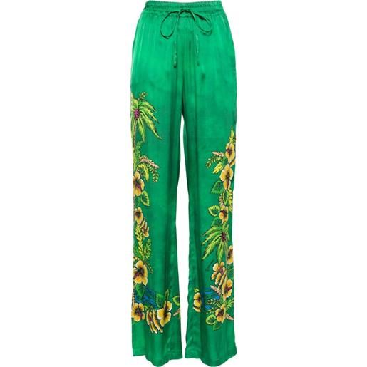 ERMANNO FIRENZE pantaloni dritti a fiori - verde