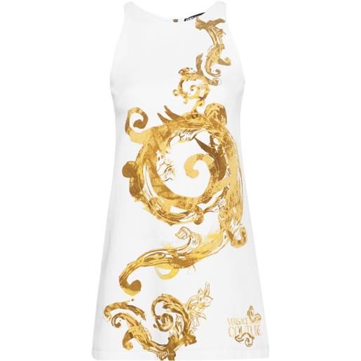 Versace Jeans Couture abito watercolour couture corto denim - bianco